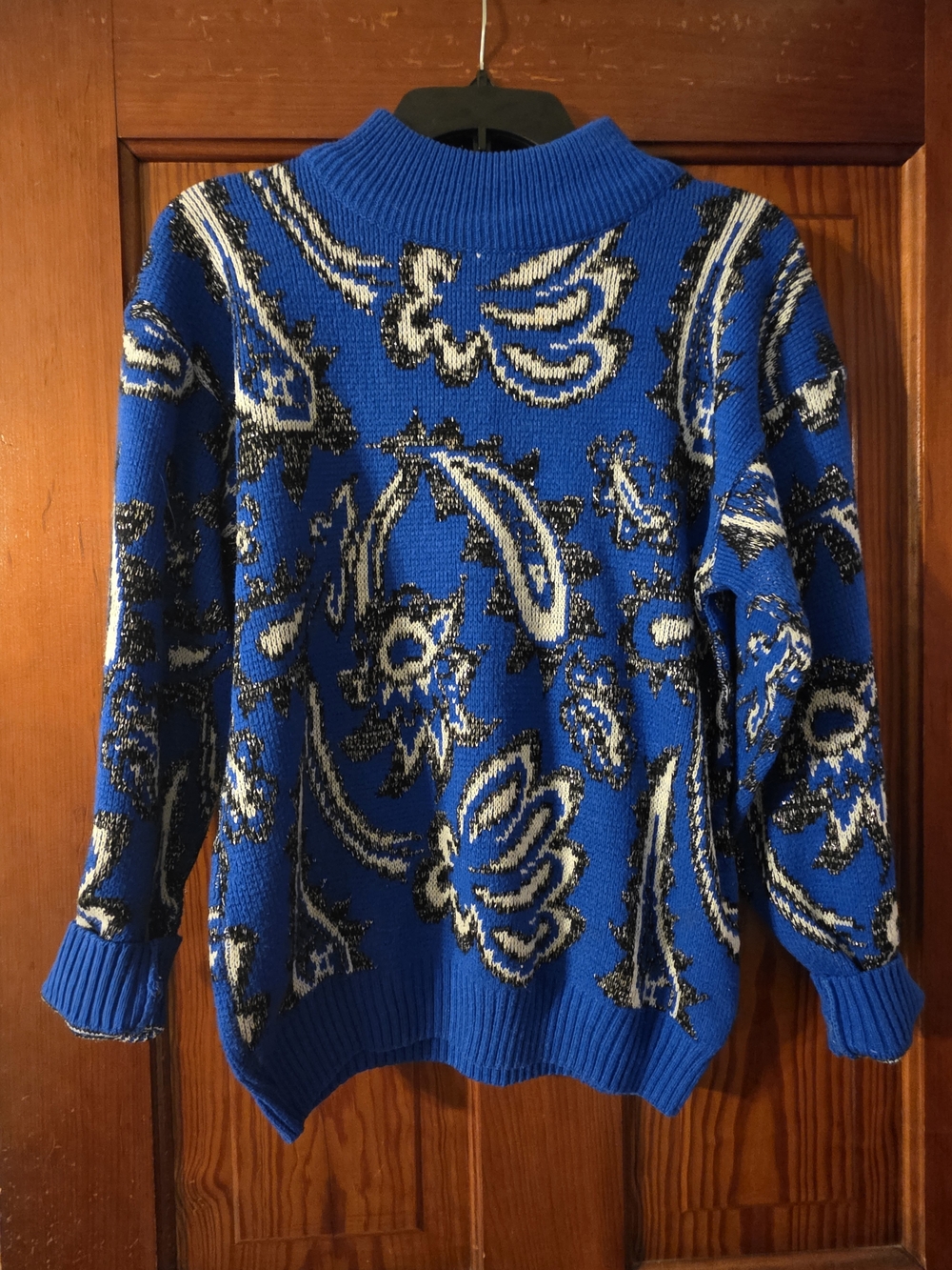 80s Blue Floral Pattern Women's Sweater